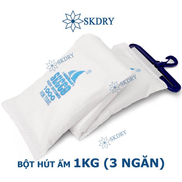 Túi bột hút ẩm công nghiệp trọng lượng 1Kg (3 ngăn) SK Dry