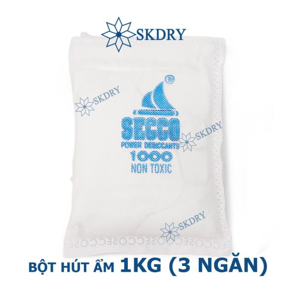 Túi bột hút ẩm công nghiệp trọng lượng 1Kg (3 ngăn) SK Dry