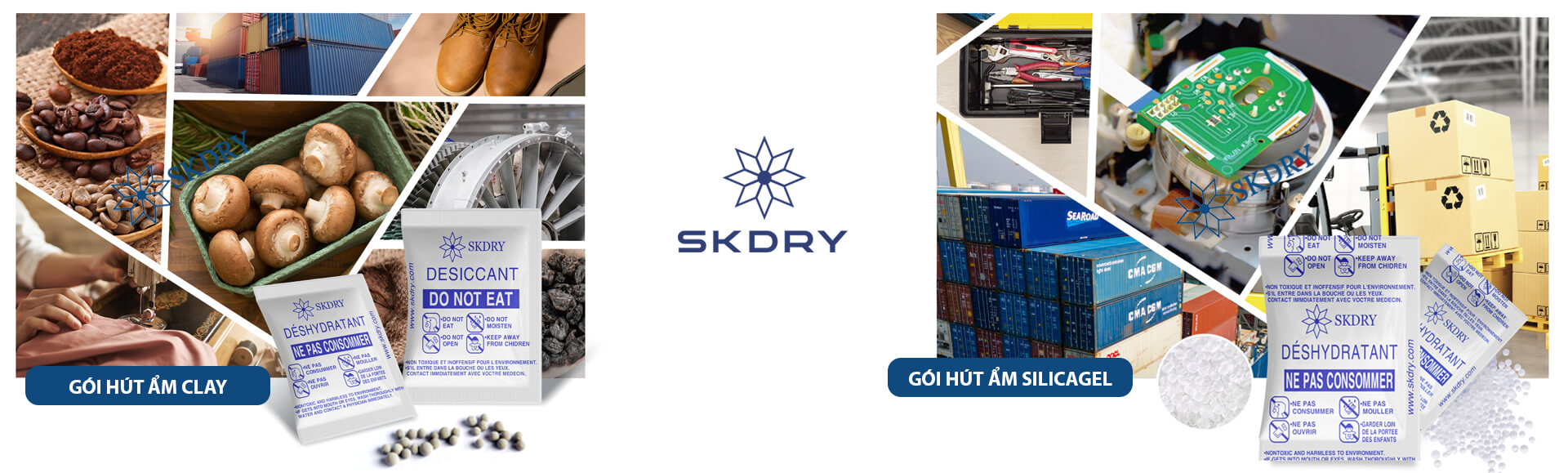 SKDry_Goi-hut-chong-am-Silicagel-Bot-hut-am; Gói hút ẩm; Gói chống ẩm; Bột hút ẩm; Gói hút oxy